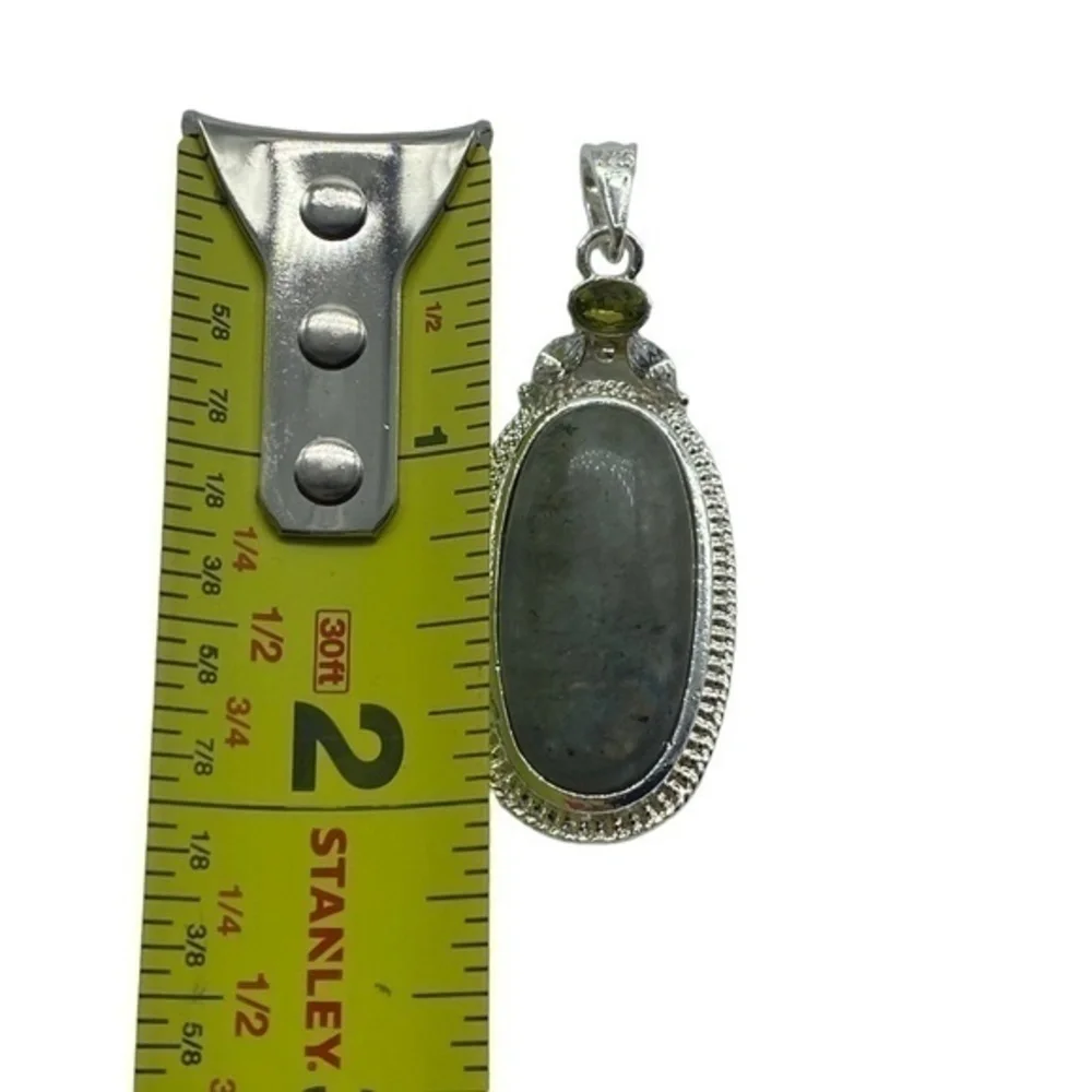 Labradorite Gemstone Sterling Silver 925 Pendant 2.25in